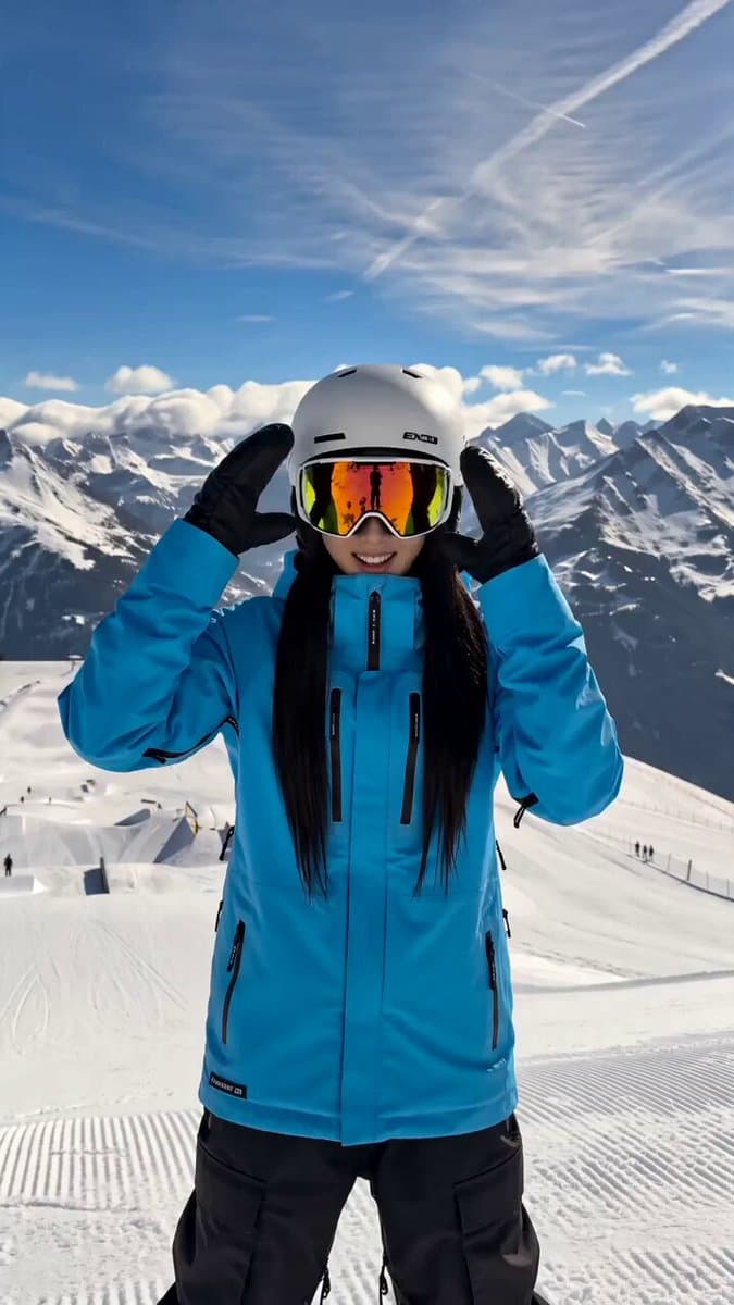 高山雪场女子单板腾跃