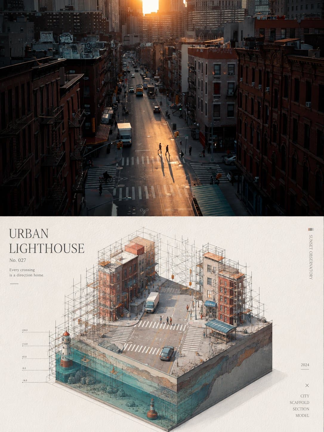 GPT Image 2 × 脚手架美学 × Isometric 微缩建筑景观海报提示词 VOL.073