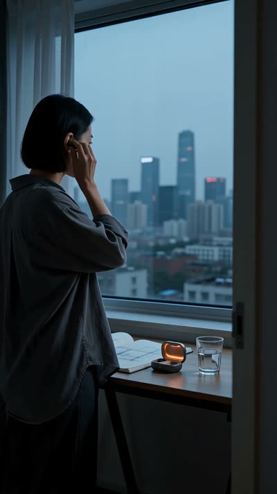 写实风格无线耳机广告