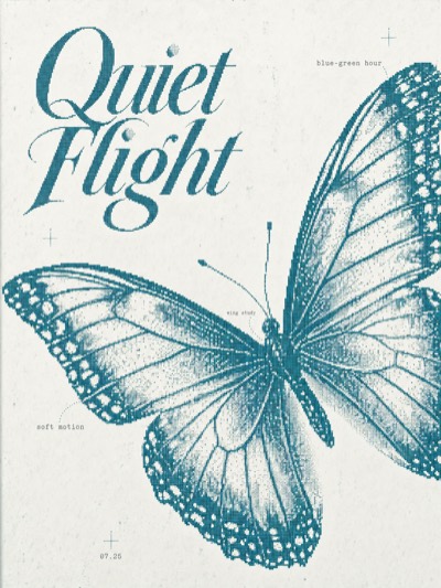 Quiet Flight｜深青点阵蝴蝶海报